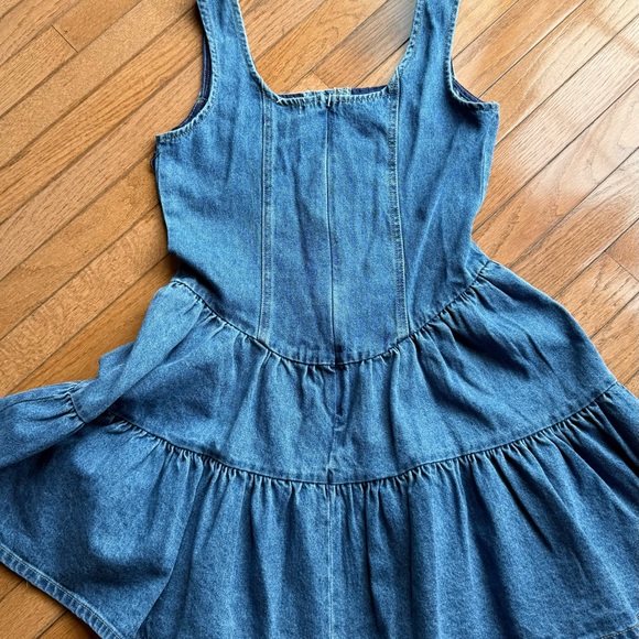 Forever 21 Denim Mini Dress Button Front Tiered NWT Size [M] Y2K - Picture 6 of 10